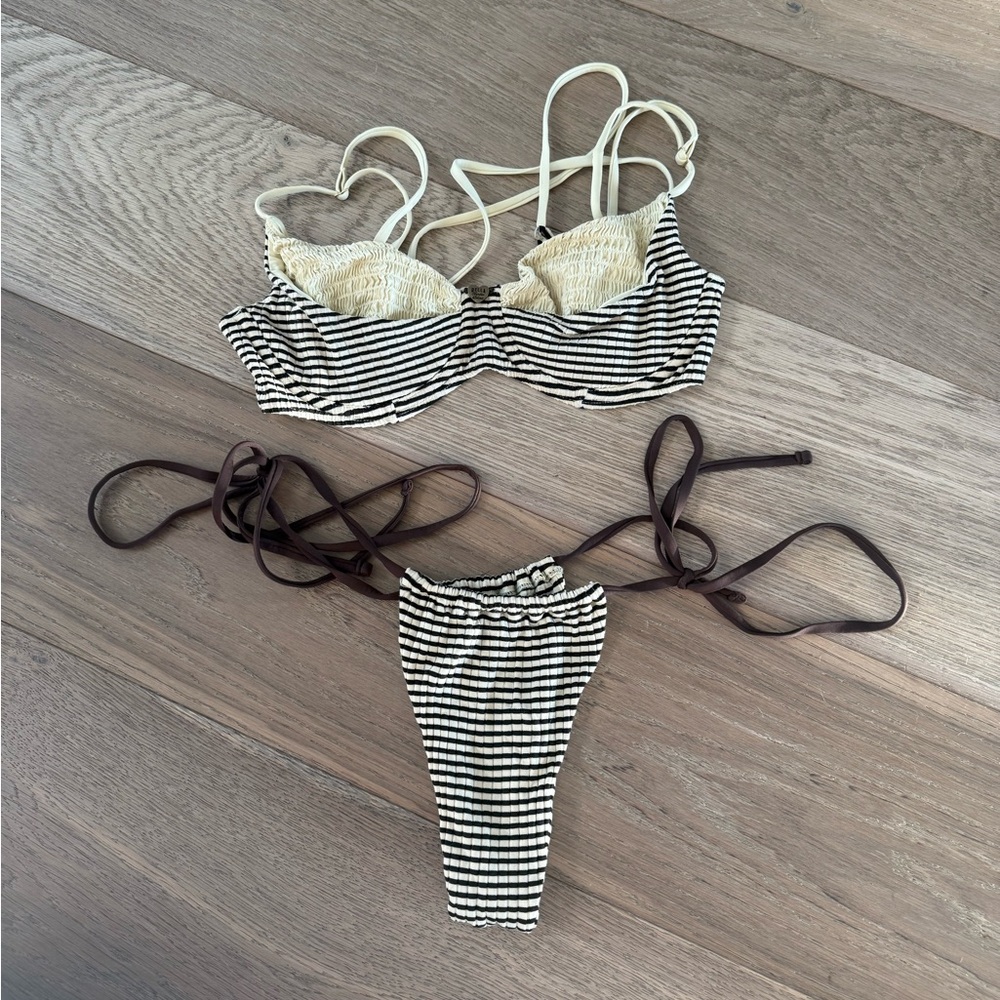 Frankie's Bikinis Striped Bikini Set